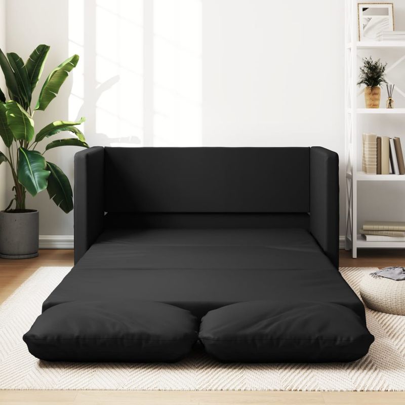 Casa si Gradina - Mobilier - Canapele si coltare - Canapele - Canapea extensibila 2 in 1, negru, 112x174x55cm piele ecologica - Infinity.ro