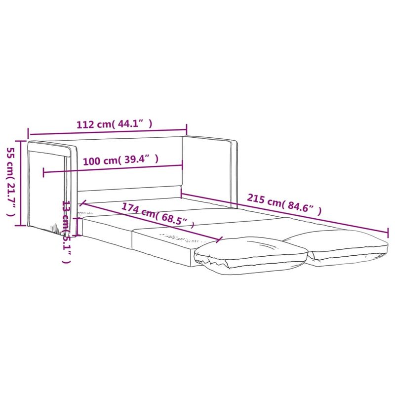 Casa si Gradina - Mobilier - Canapele si coltare - Canapele - Canapea extensibila 2 in 1, negru, 112x174x55cm piele ecologica - Infinity.ro