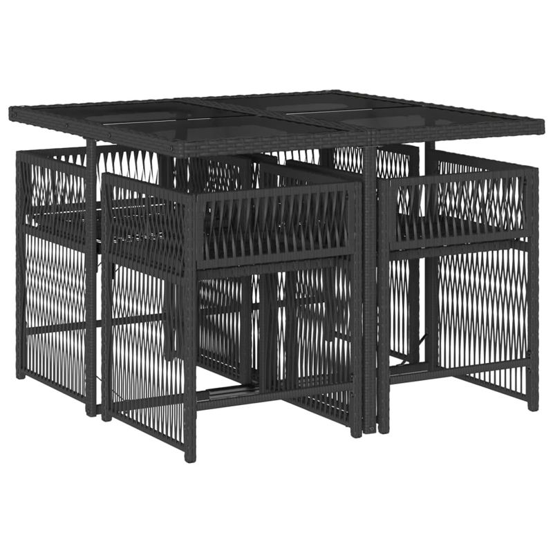 Casa si Gradina - Gradina si terasa - Mobilier exterior - Seturi mobila gradina - Set mobilier de gradina cu perne, 5 piese, negru, poliratan - Infinity.ro