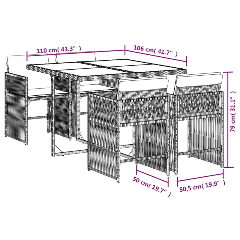 Casa si Gradina - Gradina si terasa - Mobilier exterior - Seturi mobila gradina - Set mobilier de gradina cu perne, 5 piese, negru, poliratan - Infinity.ro