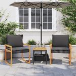Casa si Gradina - Gradina si terasa - Mobilier exterior - Seturi mobila gradina - Set bistro cu perne, 3 piese, negru, poliratan si lemn acacia - Infinity.ro