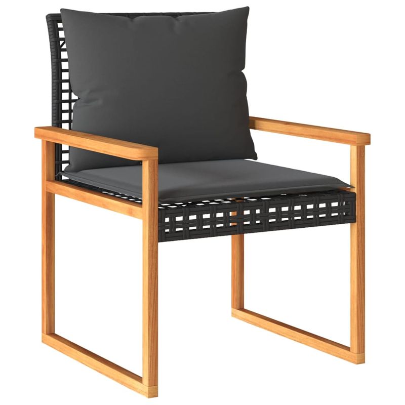 Casa si Gradina - Gradina si terasa - Mobilier exterior - Seturi mobila gradina - Set bistro cu perne, 3 piese, negru, poliratan si lemn acacia - Infinity.ro