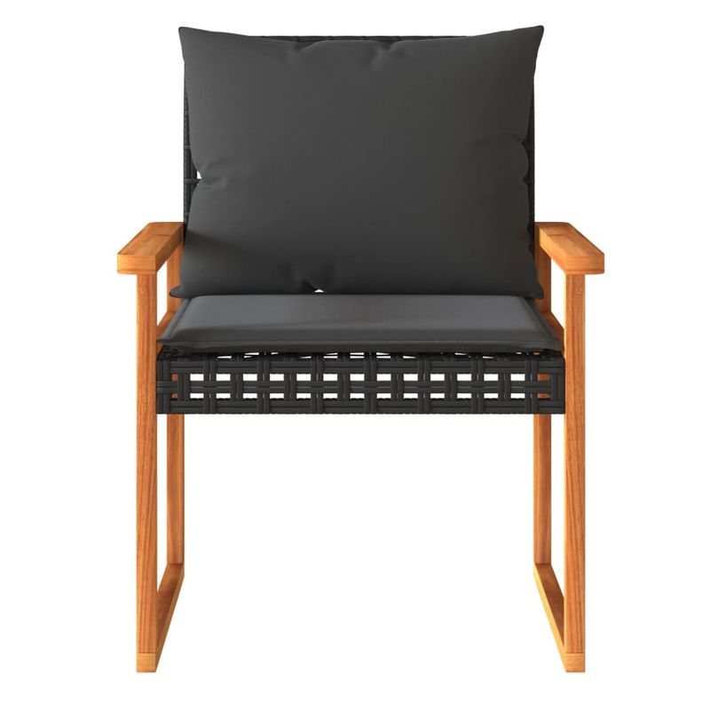 Casa si Gradina - Gradina si terasa - Mobilier exterior - Seturi mobila gradina - Set bistro cu perne, 3 piese, negru, poliratan si lemn acacia - Infinity.ro