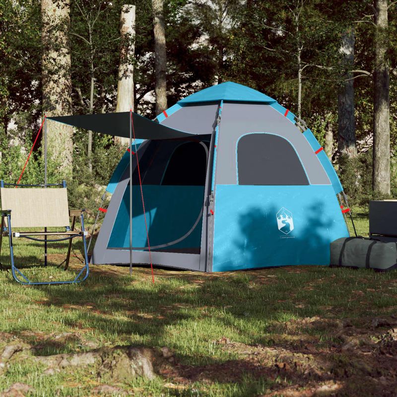 Sport si Outdoor - Camping - Corturi camping - Cort de camping cabana 4 persoane albastru cu eliberare rapida - Infinity.ro