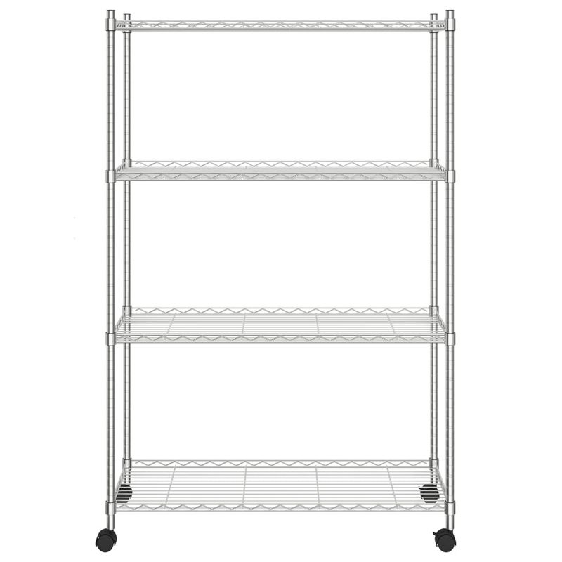 Casa si Gradina - Mobilier - Biblioteci si rafturi - Rafturi - Raft depozitare cu roti, 4 niveluri, 90x35x142 cm, crom, 200 kg - Infinity.ro