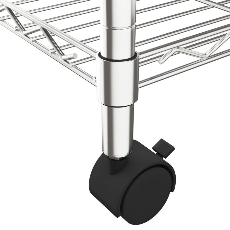 Casa si Gradina - Mobilier - Biblioteci si rafturi - Rafturi - Raft depozitare cu roti, 4 niveluri, 90x35x142 cm, crom, 200 kg - Infinity.ro