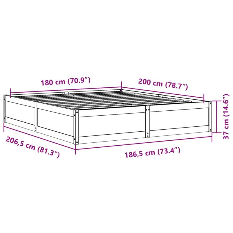 Casa si Gradina - Mobilier - Paturi si accesorii - Paturi - Cadru de pat, maro ceruit, 180x200 cm, lemn masiv de pin - Infinity.ro