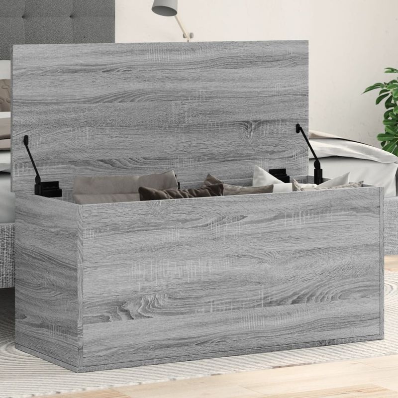 Casa si Gradina - Mobilier - Organizare si depozitare - Cutii depozitare - Cutie de depozitare, gri sonoma, 100x42x46 cm, lemn prelucrat - Infinity.ro