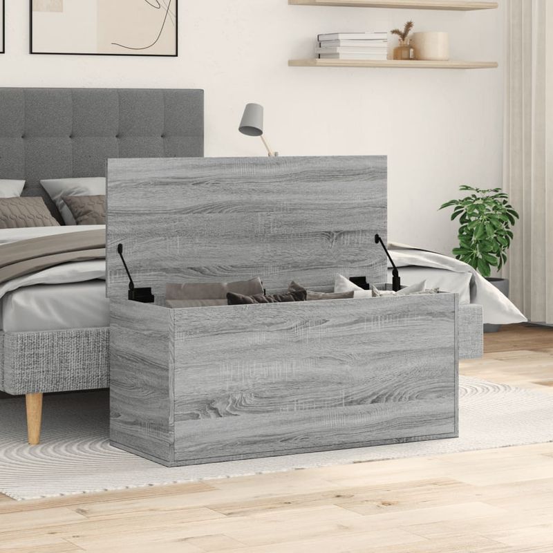 Casa si Gradina - Mobilier - Organizare si depozitare - Cutii depozitare - Cutie de depozitare, gri sonoma, 100x42x46 cm, lemn prelucrat - Infinity.ro