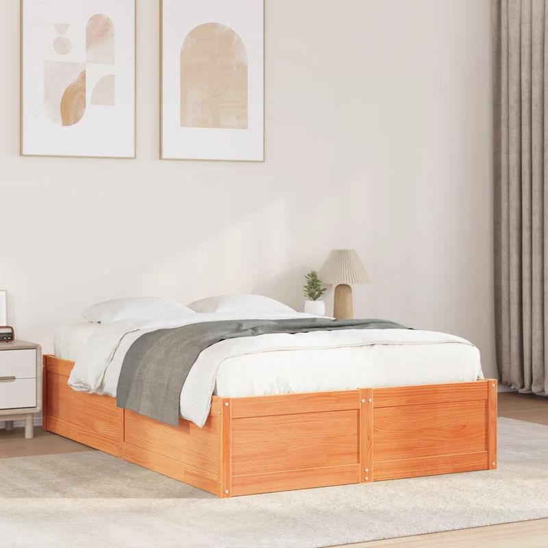Casa si Gradina - Mobilier - Paturi si accesorii - Paturi - Cadru de pat, maro ceruit, 120x200 cm, lemn masiv de pin - Infinity.ro