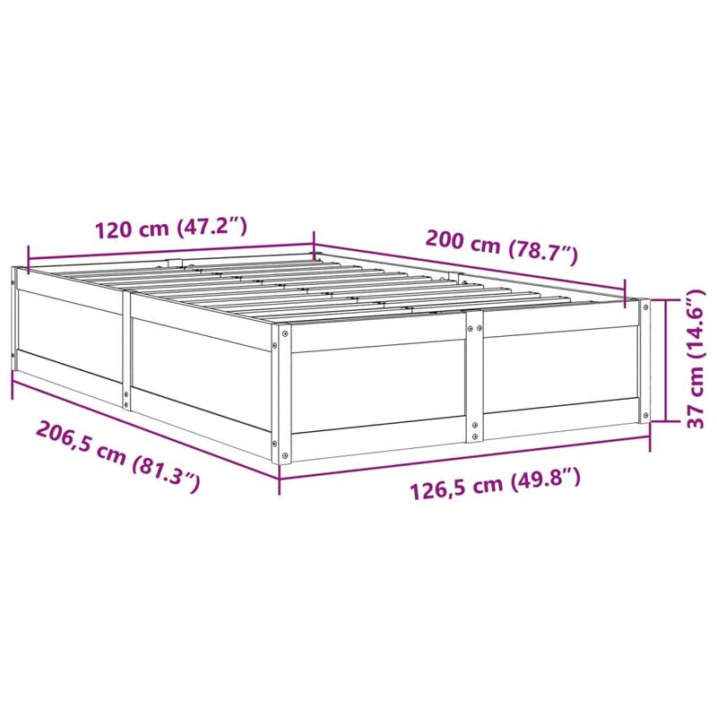 Casa si Gradina - Mobilier - Paturi si accesorii - Paturi - Cadru de pat, maro ceruit, 120x200 cm, lemn masiv de pin - Infinity.ro