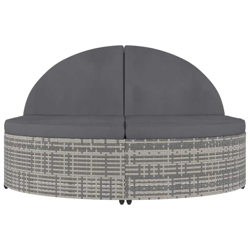 Casa si Gradina - Gradina si terasa - Mobilier exterior - Scaune si sezlonguri gradina - Sezlong cu 2 locuri cu perne, gri, poliratan - Infinity.ro