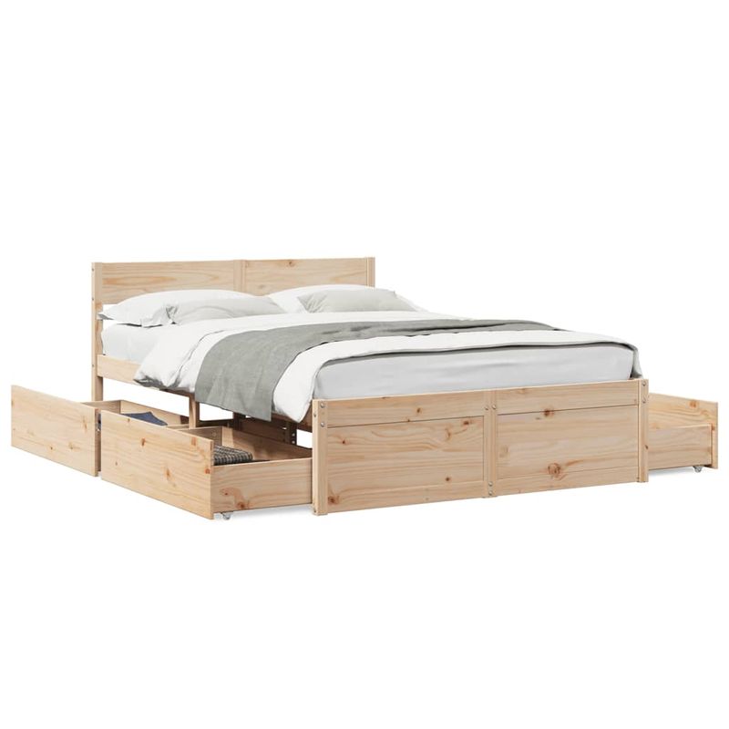 Casa si Gradina - Mobilier - Paturi si accesorii - Paturi - Cadru de pat cu sertare, 140x190 cm, lemn masiv de pin - Infinity.ro