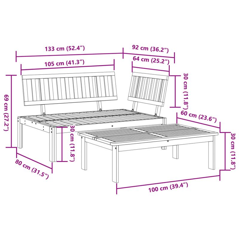 Casa si Gradina - Gradina si terasa - Mobilier exterior - Canapele si fotolii gradina - Set canapea din paleti de gradina, 2 piese, lemn masiv acacia - Infinity.ro