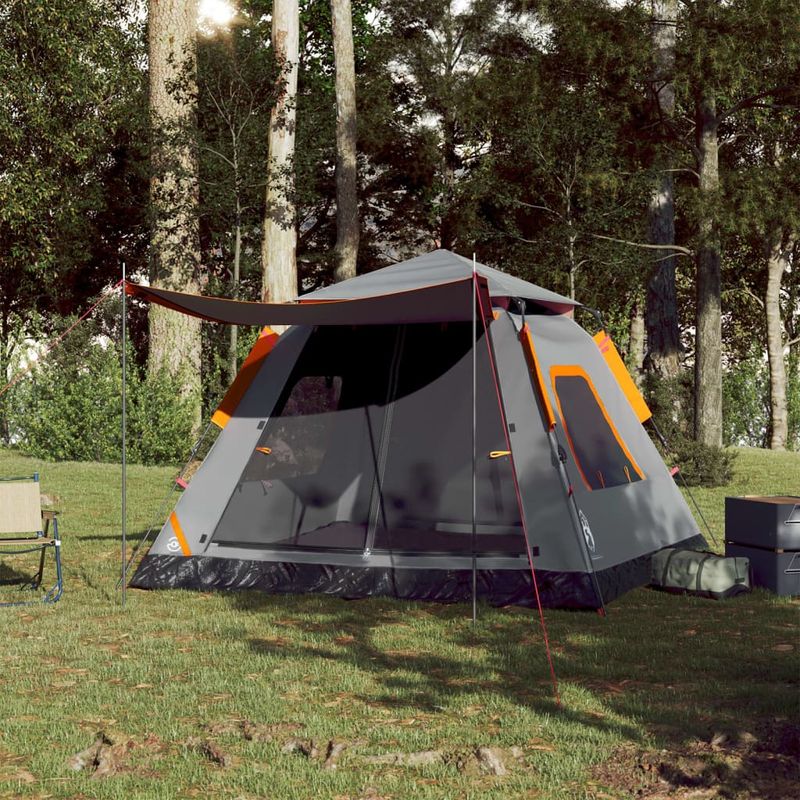 Sport si Outdoor - Camping - Corturi camping - Cort camping cupola 5 persoane, gri/portocaliu, setare rapida - Infinity.ro