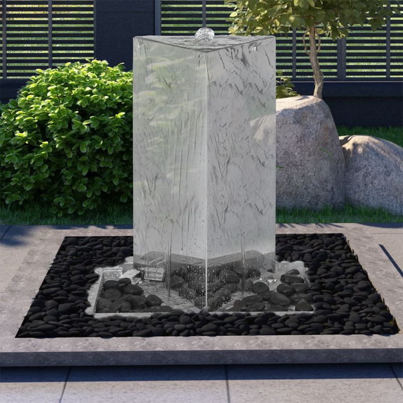 Casa si Gradina - Gradina si terasa - Decoratiuni exterior - Ornamente gradina - Fantana de gradina cu pompa 76 cm otel inoxidabil triunghiular - Infinity.ro