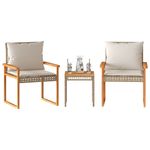 Casa si Gradina - Gradina si terasa - Mobilier exterior - Seturi mobila gradina - Set bistro cu perne, 3 piese, bej, poliratan si lemn acacia - Infinity.ro