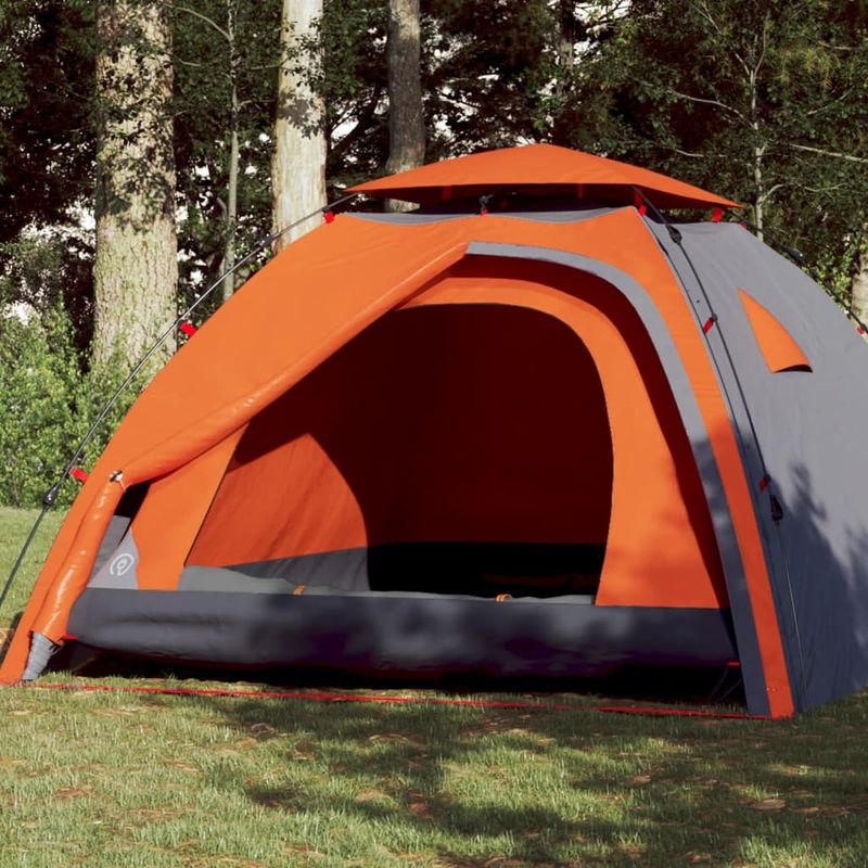 Sport si Outdoor - Camping - Corturi camping - Cort camping cupola 4 persoane, gri/portocaliu, setare rapida - Infinity.ro