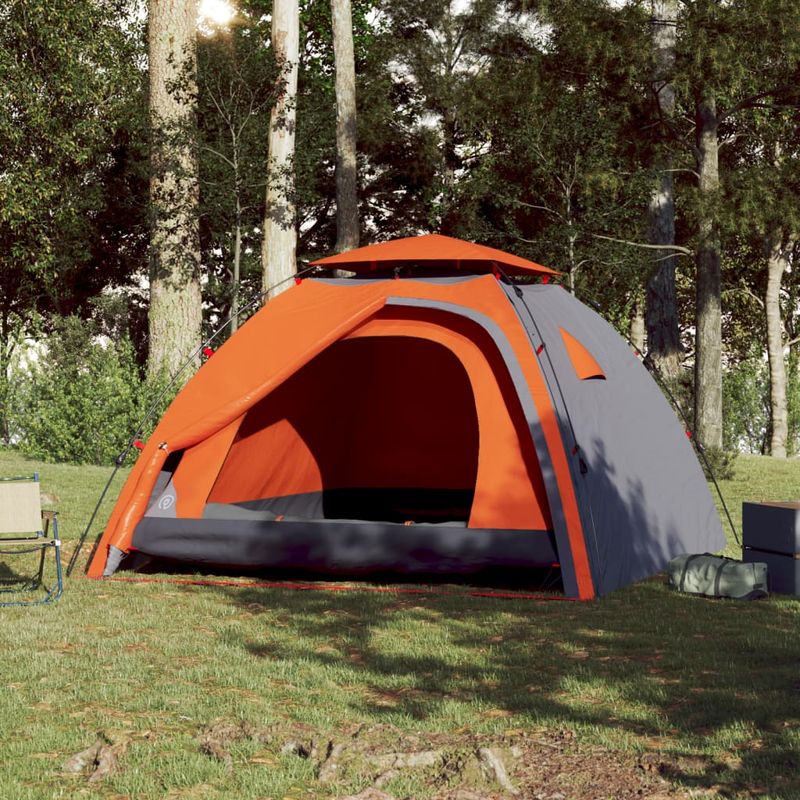 Sport si Outdoor - Camping - Corturi camping - Cort camping cupola 4 persoane, gri/portocaliu, setare rapida - Infinity.ro