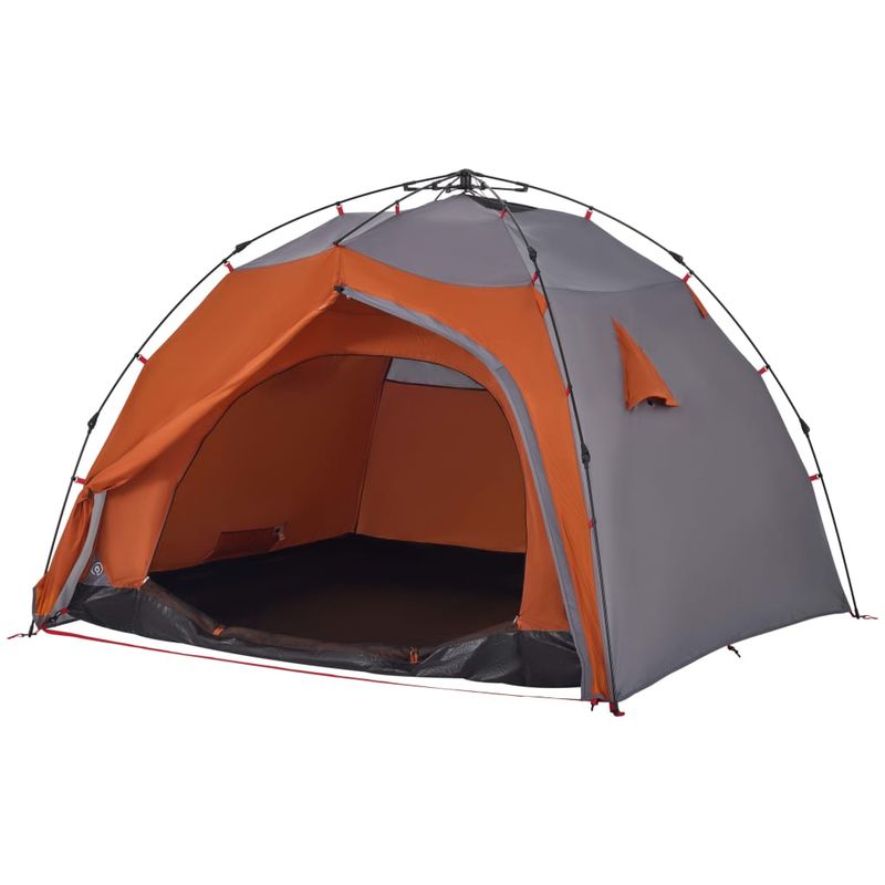 Sport si Outdoor - Camping - Corturi camping - Cort camping cupola 4 persoane, gri/portocaliu, setare rapida - Infinity.ro