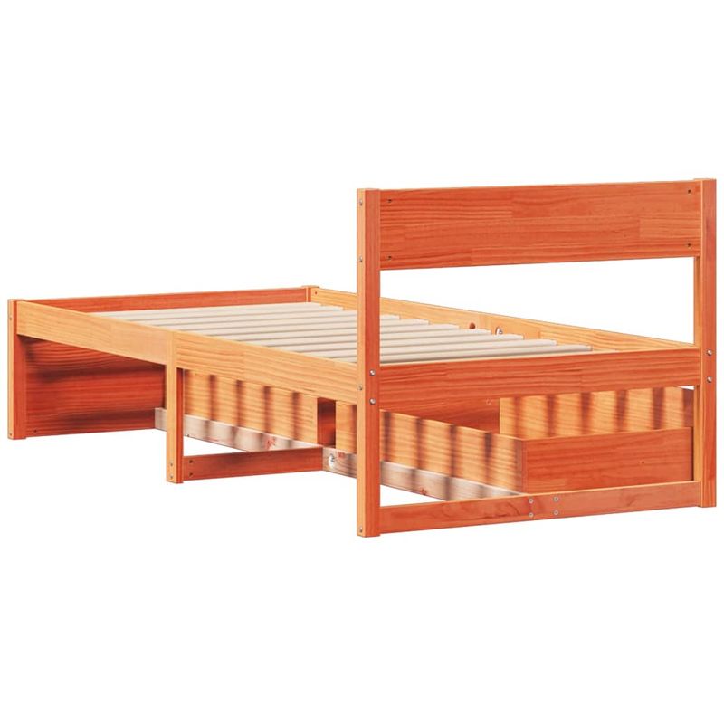Casa si Gradina - Mobilier - Paturi si accesorii - Paturi - Cadru de pat cu sertare, maro ceruit, 90x190 cm, lemn de pin - Infinity.ro