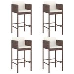 Casa si Gradina - Gradina si terasa - Mobilier exterior - Scaune si sezlonguri gradina - Scaune de bar cu perne, 4 buc., maro, poliratan - Infinity.ro