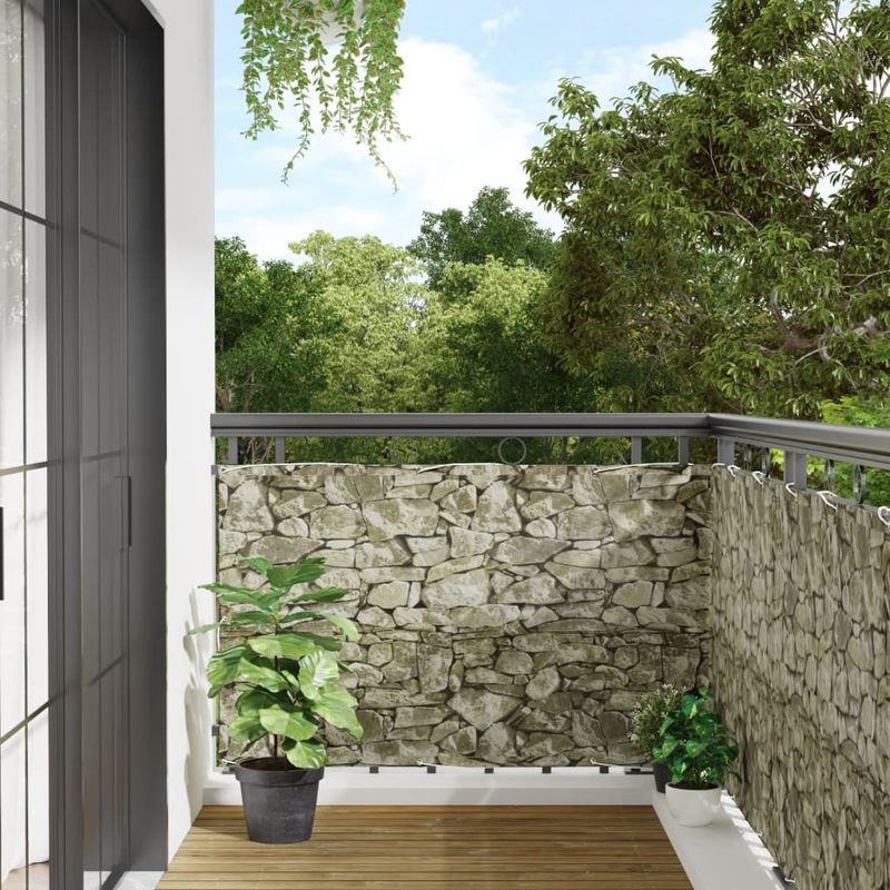 Paravan de gradina cu aspect de piatra, 300x90 cm PVC, piatră ...