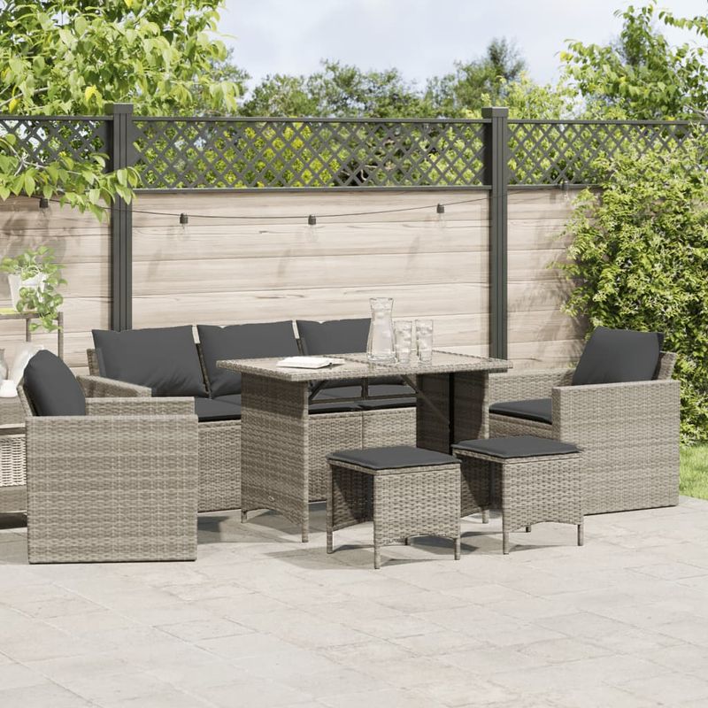 Casa si Gradina - Gradina si terasa - Mobilier exterior - Seturi mobila gradina - Set canapele de gradina cu perne, 6 piese gri deschis poliratan - Infinity.ro