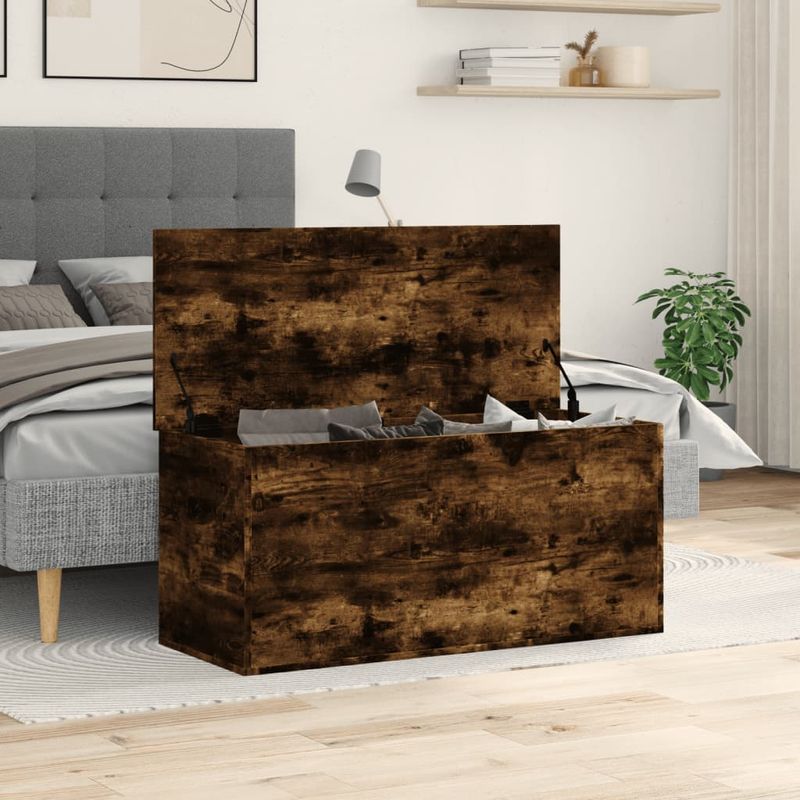 Casa si Gradina - Mobilier - Organizare si depozitare - Cutii depozitare - Cutie de depozitare stejar fumuriu, 100x42x46 cm lemn prelucrat - Infinity.ro