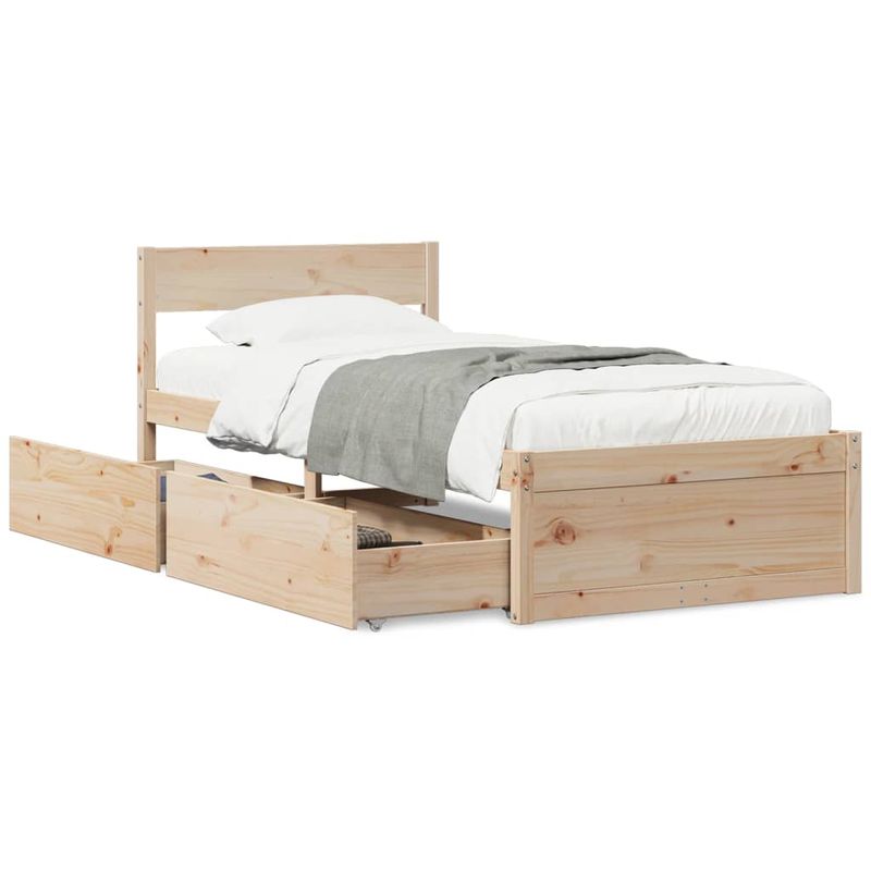 Casa si Gradina - Mobilier - Paturi si accesorii - Paturi - Cadru Pat cu Sertare 100x200 cm Lemn Masiv Pin - Infinity.ro