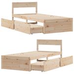Casa si Gradina - Mobilier - Paturi si accesorii - Paturi - Cadru Pat cu Sertare 100x200 cm Lemn Masiv Pin - Infinity.ro