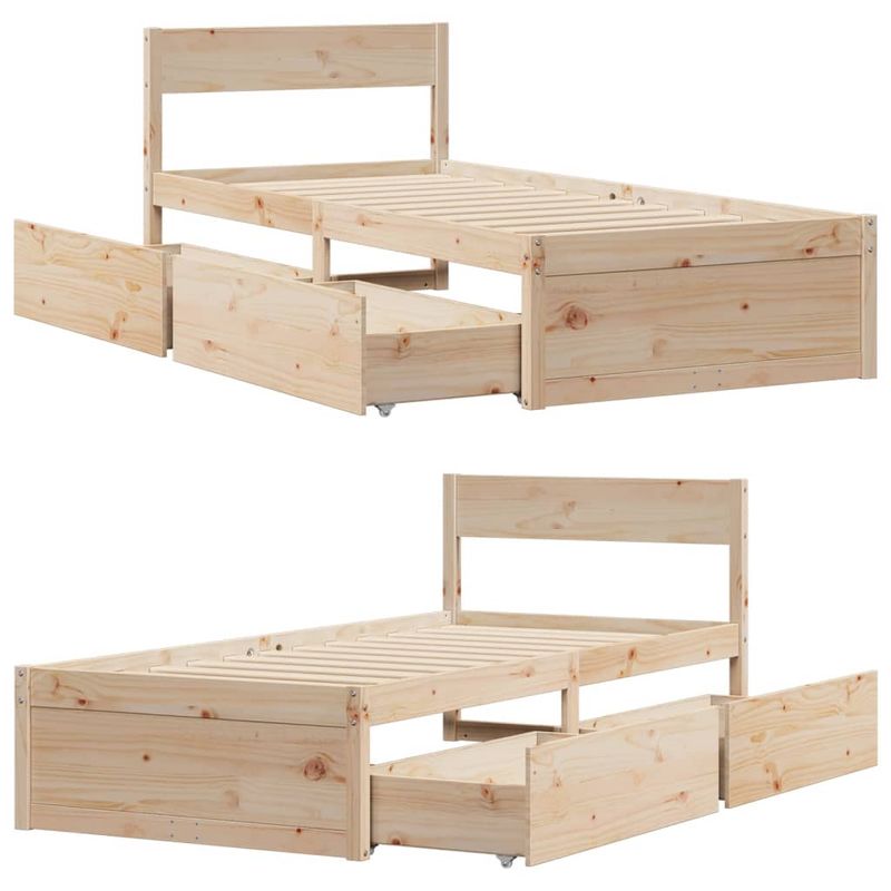 Casa si Gradina - Mobilier - Paturi si accesorii - Paturi - Cadru Pat cu Sertare 100x200 cm Lemn Masiv Pin - Infinity.ro