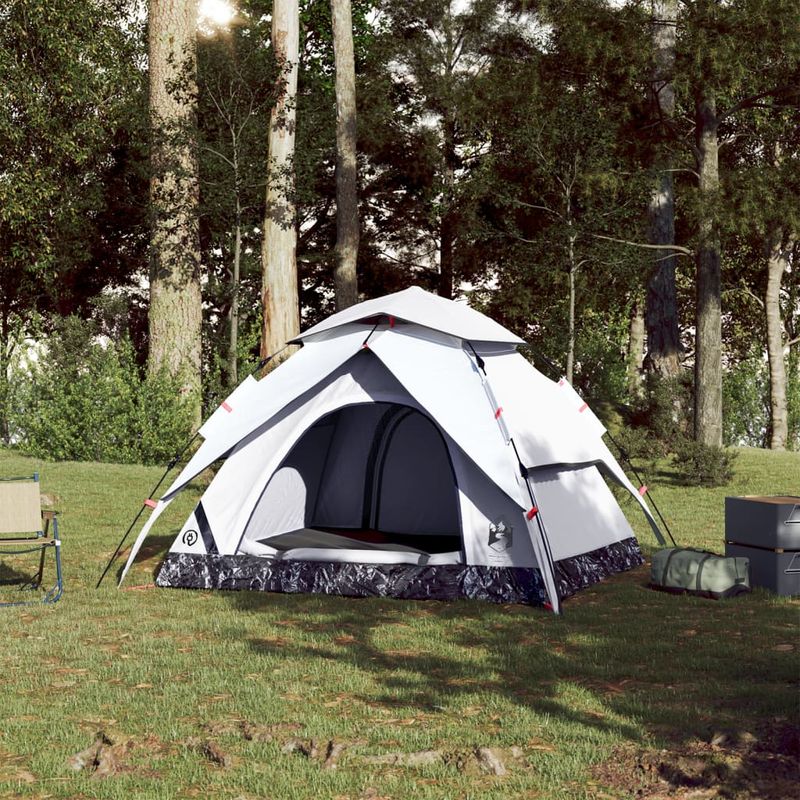 Sport si Outdoor - Camping - Corturi camping - Cort de camping 3 persoane, alb opac, setare rapida, tesatura - Infinity.ro
