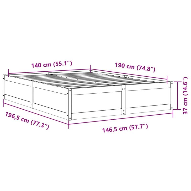 Casa si Gradina - Mobilier - Paturi si accesorii - Paturi - Cadru de pat, maro ceruit, 140x190 cm, lemn masiv de pin - Infinity.ro