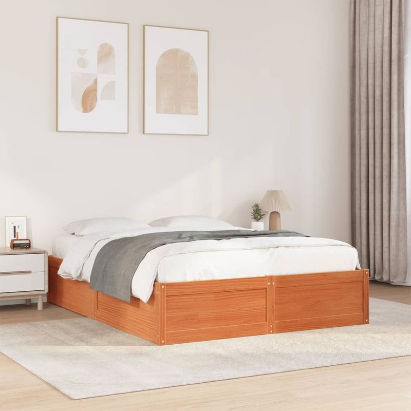 Casa si Gradina - Mobilier - Paturi si accesorii - Paturi - Cadru de pat, maro ceruit, 150x200 cm, lemn masiv de pin - Infinity.ro