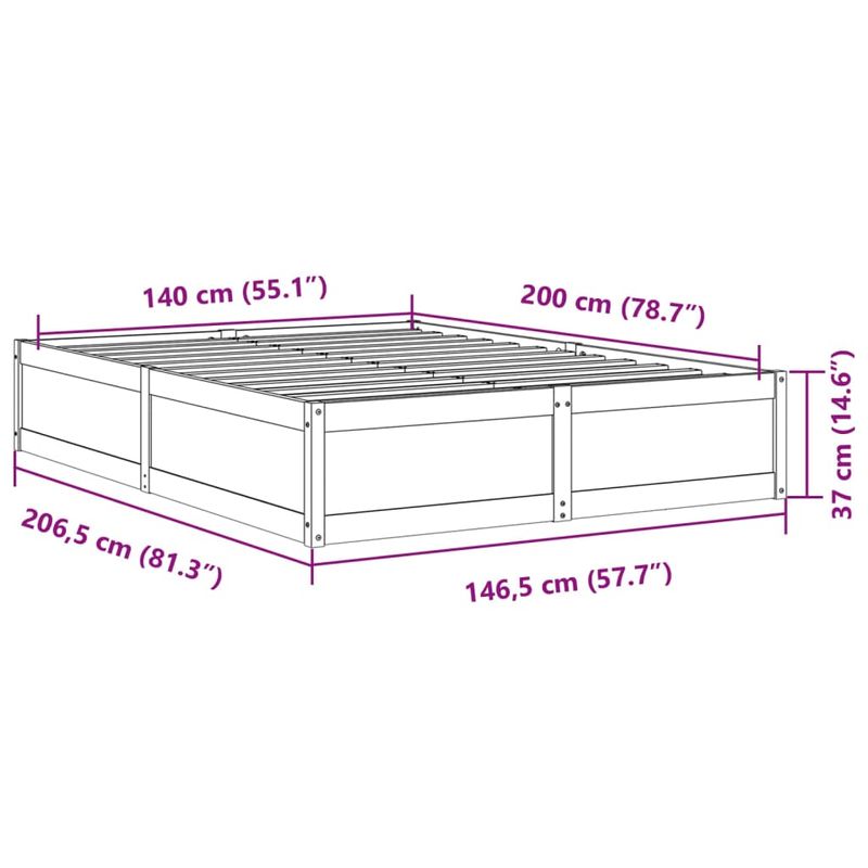 Casa si Gradina - Mobilier - Paturi si accesorii - Paturi - Cadru de pat, alb, 140x200 cm, lemn masiv de pin - Infinity.ro