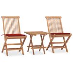 Casa si Gradina - Gradina si terasa - Mobilier exterior - Seturi mobila gradina - Set mobilier exterior pliabil cu perne, 3 piese, lemn masiv tec - Infinity.ro