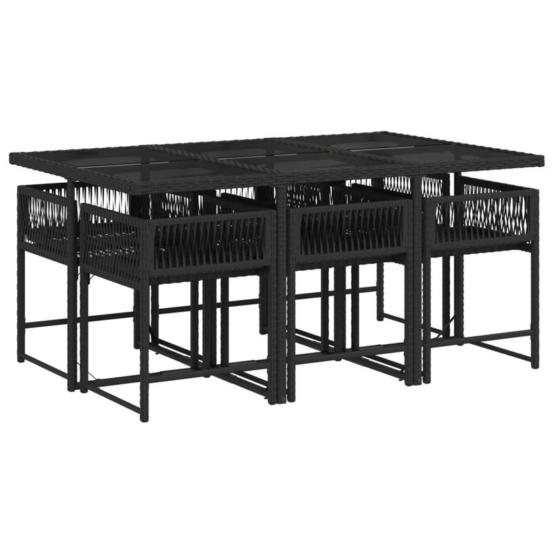 Casa si Gradina - Gradina si terasa - Mobilier exterior - Seturi mobila gradina - Set mobilier de gradina cu perne, 7 piese, negru, poliratan - Infinity.ro