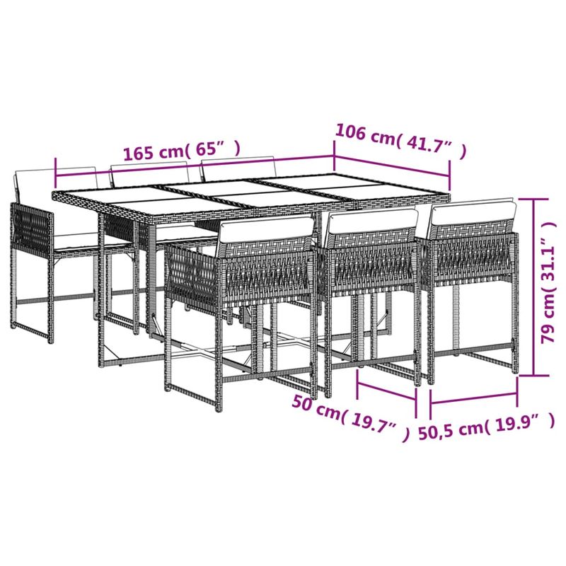 Casa si Gradina - Gradina si terasa - Mobilier exterior - Seturi mobila gradina - Set mobilier de gradina cu perne, 7 piese, negru, poliratan - Infinity.ro