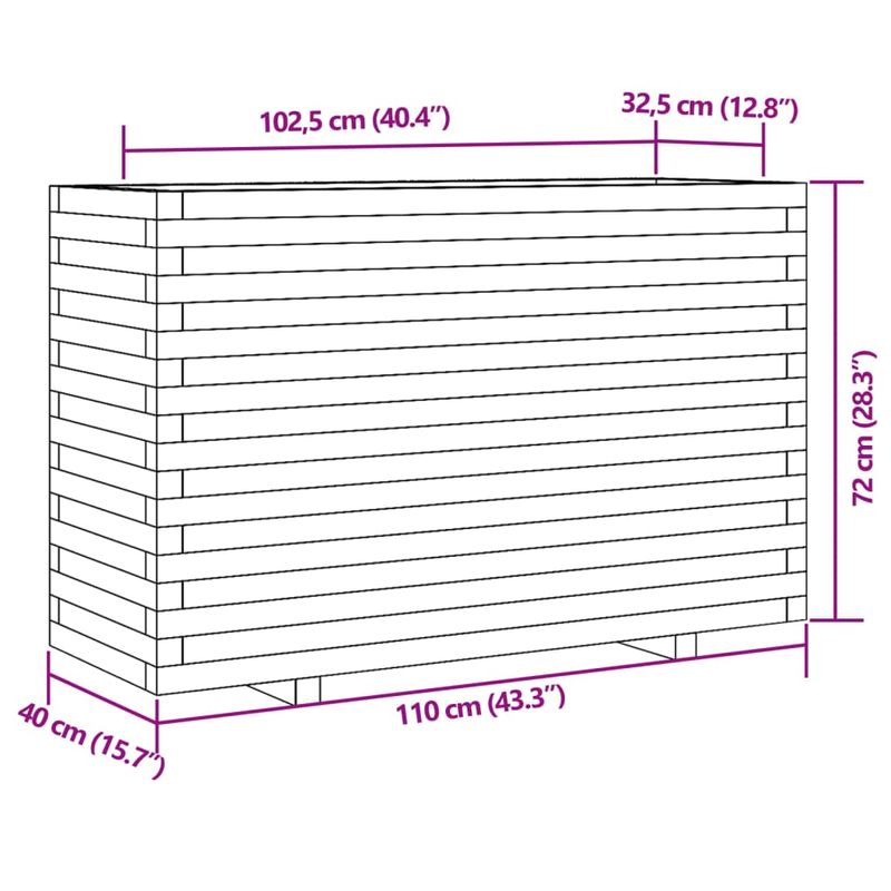 Casa si Gradina - Gradinarit si plante - Plante si ghivece - Ghivece si suporturi - Jardiniera de gradina, maro ceruit, 110x40x72cm, lemn masiv pin - Infinity.ro