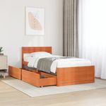 Casa si Gradina - Mobilier - Paturi si accesorii - Paturi - Cadru de pat cu tablie, maro ceruit, 100x200 cm, lemn masiv pin - Infinity.ro