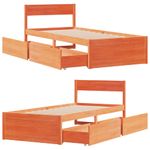 Casa si Gradina - Mobilier - Paturi si accesorii - Paturi - Cadru de pat cu tablie, maro ceruit, 100x200 cm, lemn masiv pin - Infinity.ro