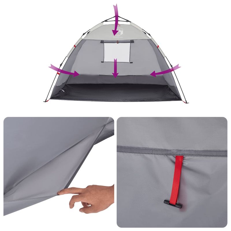 Sport si Outdoor - Camping - Corturi camping - Cort camping 2 persoane gri impermeabil setare rapida - Infinity.ro
