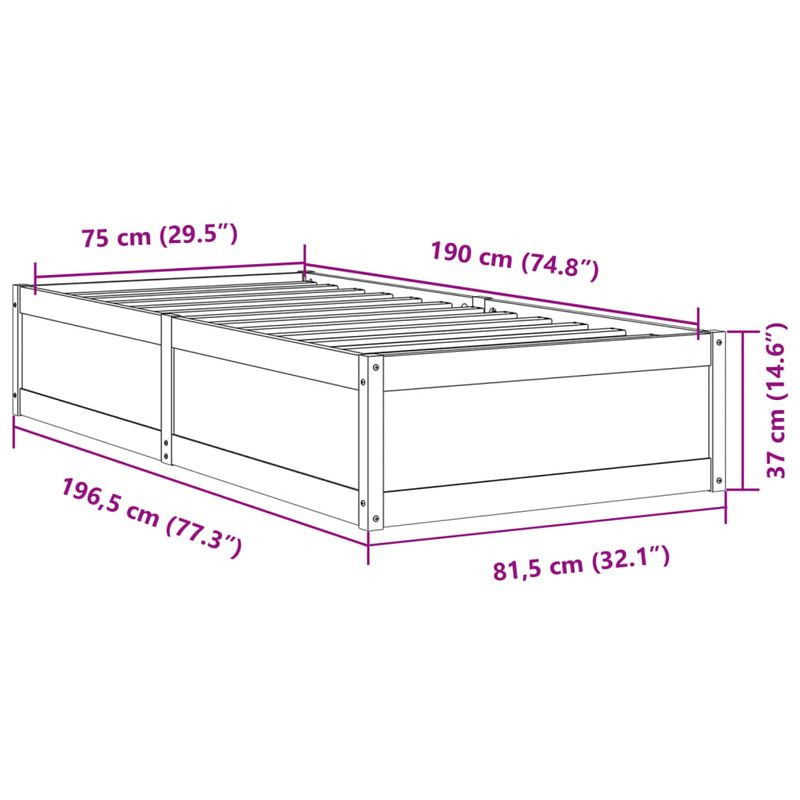Casa si Gradina - Mobilier - Paturi si accesorii - Paturi - Pat de zi, maro ceruit, 75x190 cm, lemn masiv de pin - Infinity.ro