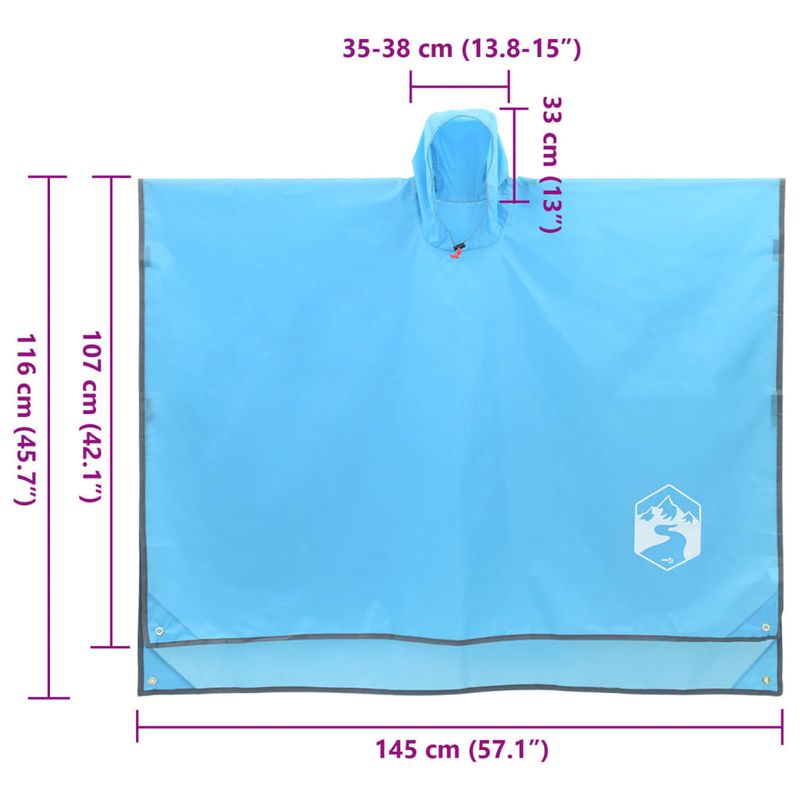 Sport si Outdoor - Camping - Accesorii camping si drumetii - Poncho de ploaie cu gluga, design 2 in 1, albastru, 223x145 cm - Infinity.ro
