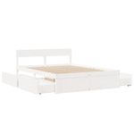 Casa si Gradina - Mobilier - Paturi si accesorii - Paturi - Cadru de pat cu sertare, alb, 150x200 cm, lemn masiv pin - Infinity.ro