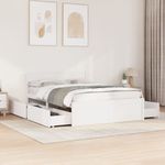 Casa si Gradina - Mobilier - Paturi si accesorii - Paturi - Cadru de pat cu sertare, , alb, 120x200 cm, lemn masiv de pin - Infinity.ro