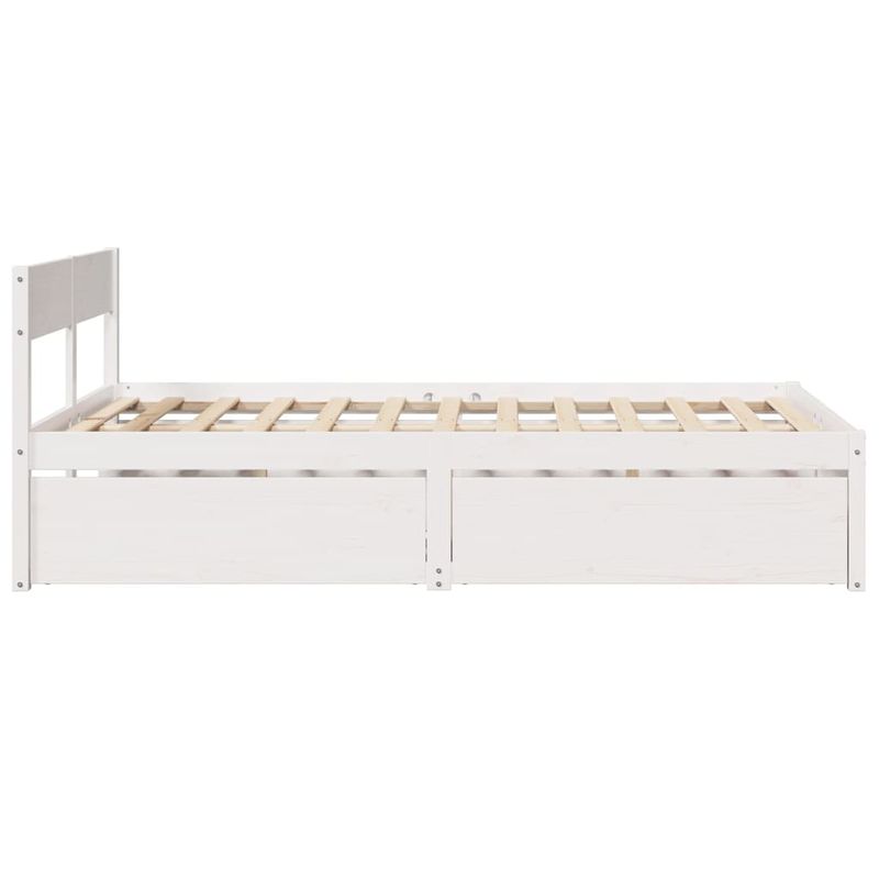 Casa si Gradina - Mobilier - Paturi si accesorii - Paturi - Cadru de pat cu sertare, , alb, 120x200 cm, lemn masiv de pin - Infinity.ro
