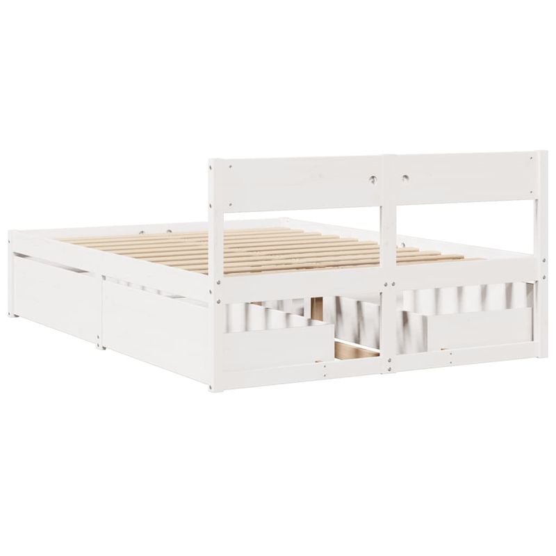 Casa si Gradina - Mobilier - Paturi si accesorii - Paturi - Cadru de pat cu sertare, , alb, 120x200 cm, lemn masiv de pin - Infinity.ro