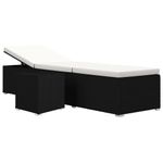 Casa si Gradina - Gradina si terasa - Mobilier exterior - Scaune si sezlonguri gradina - Sezlong cu perna si masuta de ceai, negru, poliratan - Infinity.ro